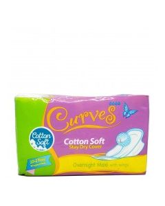 CURVES COTTON OVERNIGHT MAXI WINGS 10+2