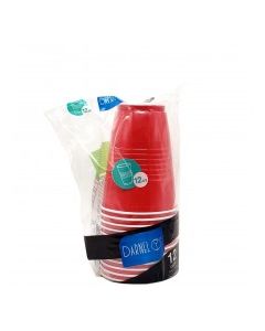 DARNEL PLASTIC CUPS RED 12x12oz