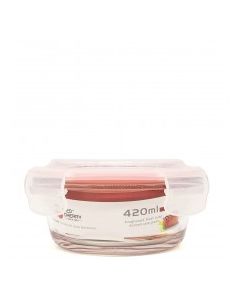 RED CHERRY RND GL SNAP LID BOWL 420ml