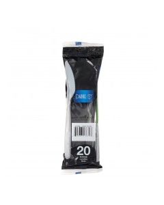 DARNEL PLASTIC KNIVES BLACK 20s