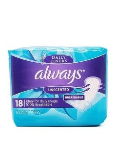 ALWAYS DAILY LINERS UNSCENTED 18s