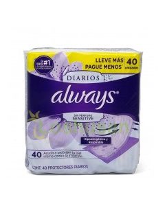 ALWAYS DAILY LINERS SENSITIVE UNSCNT 40s