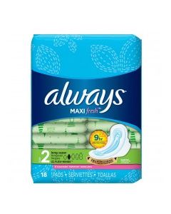 ALWAYS MAXI PADS LONG SUPER WINGS 18s