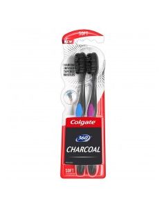 COLGATE T/BRUSH 360 CHARCOAL SOFT 2s