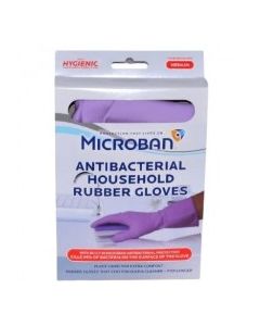 MICROBAN RUBBER GLOVES MED 1pr