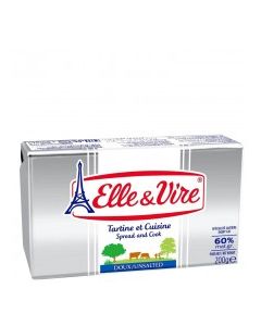 ELLE & VIRE BUTTER UNSALTED 60% FAT 200g